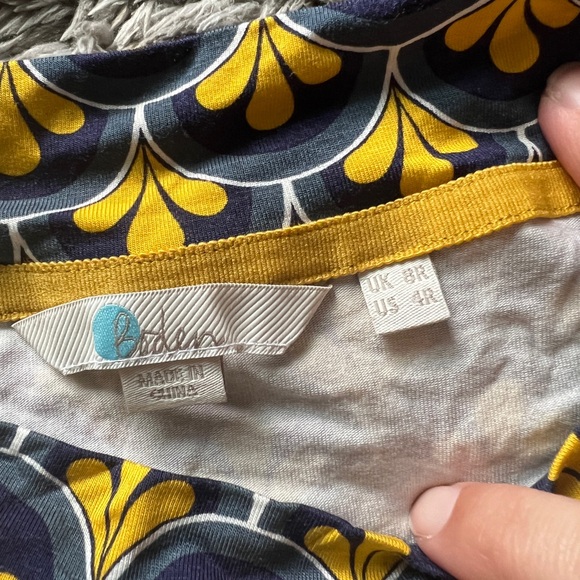 Boden Sasha Printed Jersey Midi Dress Yellow Geometric Mod Print size 4 - Picture 7 of 12